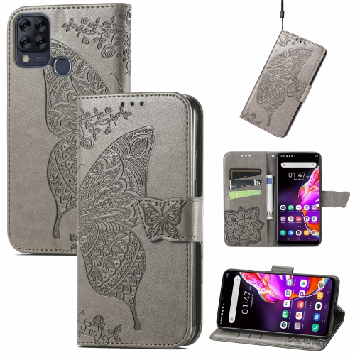 

For Infinix Hot 10T Butterfly Love Flower Embossed Horizontal Flip Leather Case with Holder & Card Slots & Wallet & Lanyard(Gray)