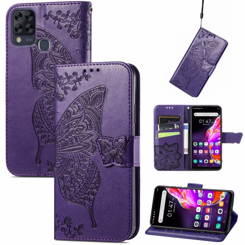 

For Infinix Hot 10T Butterfly Love Flower Embossed Horizontal Flip Leather Case with Holder & Card Slots & Wallet & Lanyard(Dark Purple)