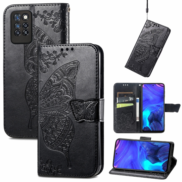 

For Infinix Note 10 Pro Butterfly Love Flower Embossed Horizontal Flip Leather Case with Holder & Card Slots & Wallet & Lanyard(Black)