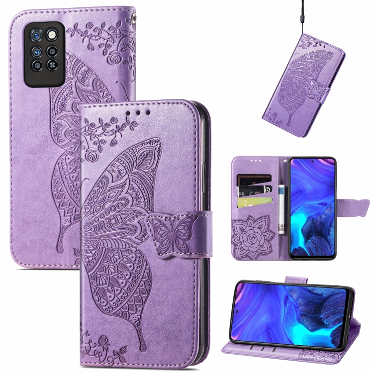 

For Infinix Note 10 Pro Butterfly Love Flower Embossed Horizontal Flip Leather Case with Holder & Card Slots & Wallet & Lanyard(Light Purple)