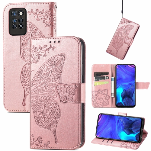 

For Infinix Note 10 Pro Butterfly Love Flower Embossed Horizontal Flip Leather Case with Holder & Card Slots & Wallet & Lanyard(Rose Gold)