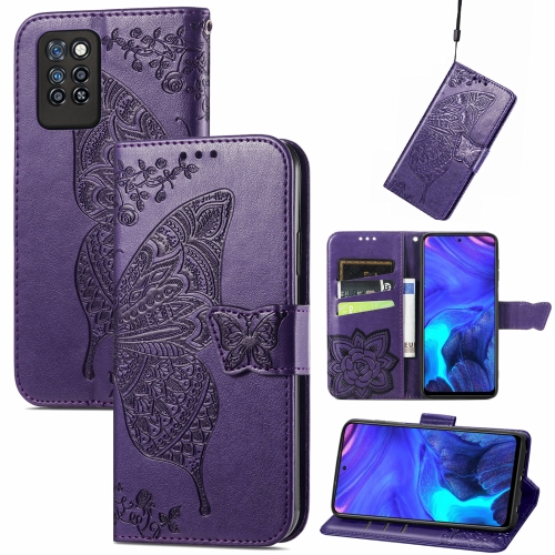 

For Infinix Note 10 Pro Butterfly Love Flower Embossed Horizontal Flip Leather Case with Holder & Card Slots & Wallet & Lanyard(Dark Purple)