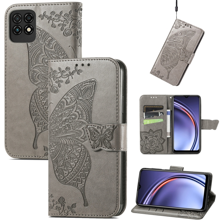 

For Huawei Maimang 10 SE Butterfly Love Flower Embossed Horizontal Flip Leather Case with Holder & Card Slots & Wallet & Lanyard(Gray)