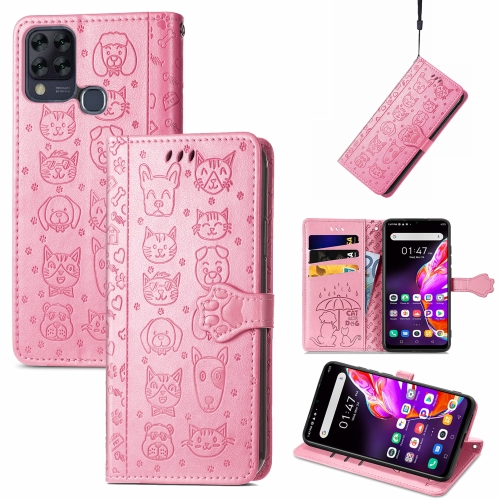 

For Infinix Hot 10T Lovely Cat and Dog Embossing Pattern Horizontal Flip Leather Case , with Holder & Card Slots & Wallet & Cartoon Clasp & Lanyard(Pink)