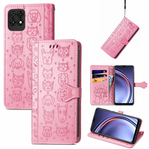 

For Huawei Maimang 10 SE Lovely Cat and Dog Embossing Pattern Horizontal Flip Leather Case , with Holder & Card Slots & Wallet & Cartoon Clasp & Lanyard(Pink)