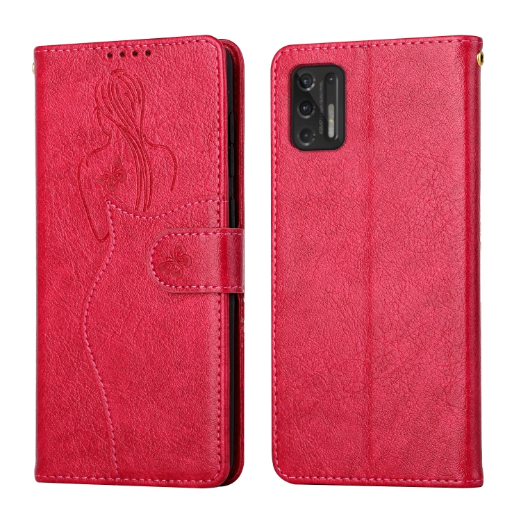 

For Motorola Moto Stylus 2021 Beauty Girl Embossing Pattern Horizontal Flip Leather Case with Holder & Card Slot & Wallet & Photo Frame(Red)