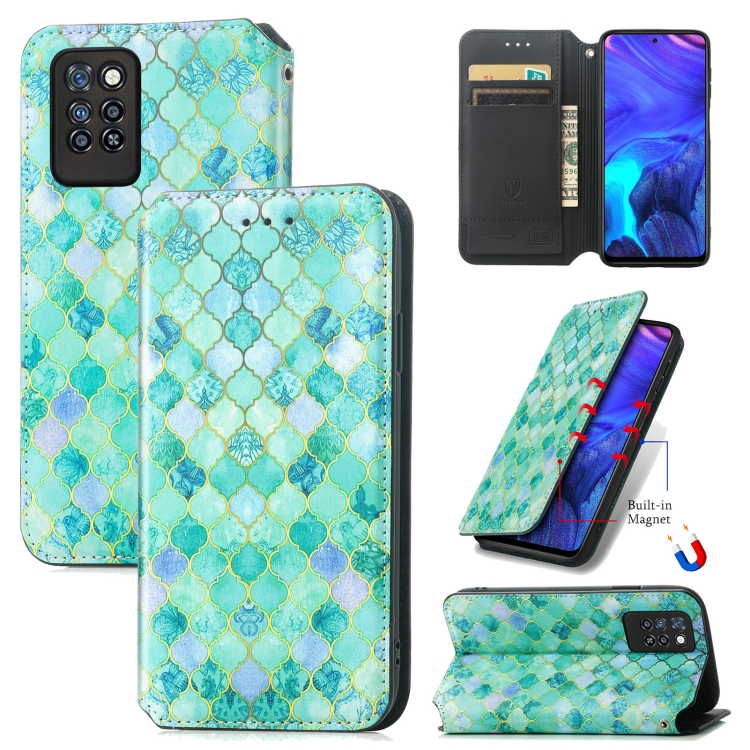 

For Infinix Note 10 Pro Colorful Magnetic Horizontal Flip PU Leather Case with Holder & Card Slot & Wallet(Emerald)