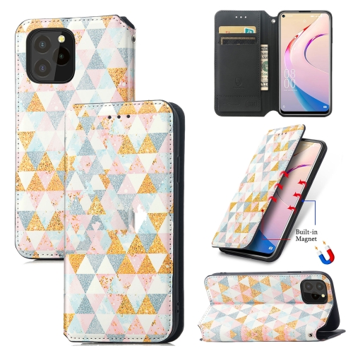 

For Oukitel C21 Pro Colorful Magnetic Horizontal Flip PU Leather Case with Holder & Card Slot & Wallet(Rhombus)