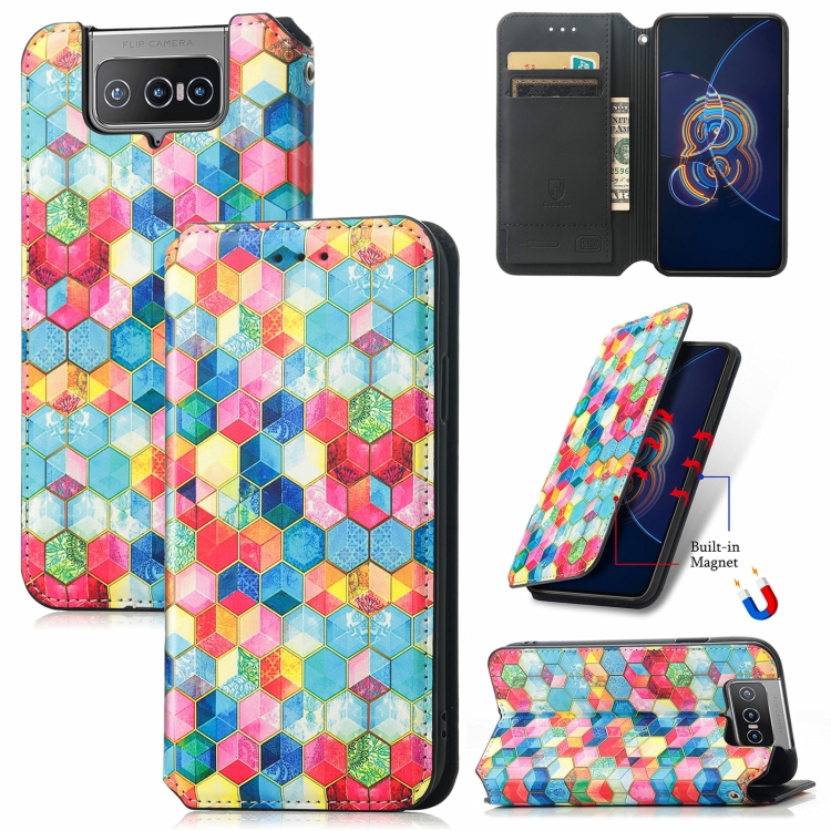 

For Asus Zenfone 8 Flip Colorful Magnetic Horizontal Flip PU Leather Case with Holder & Card Slot & Wallet(Magic Space)
