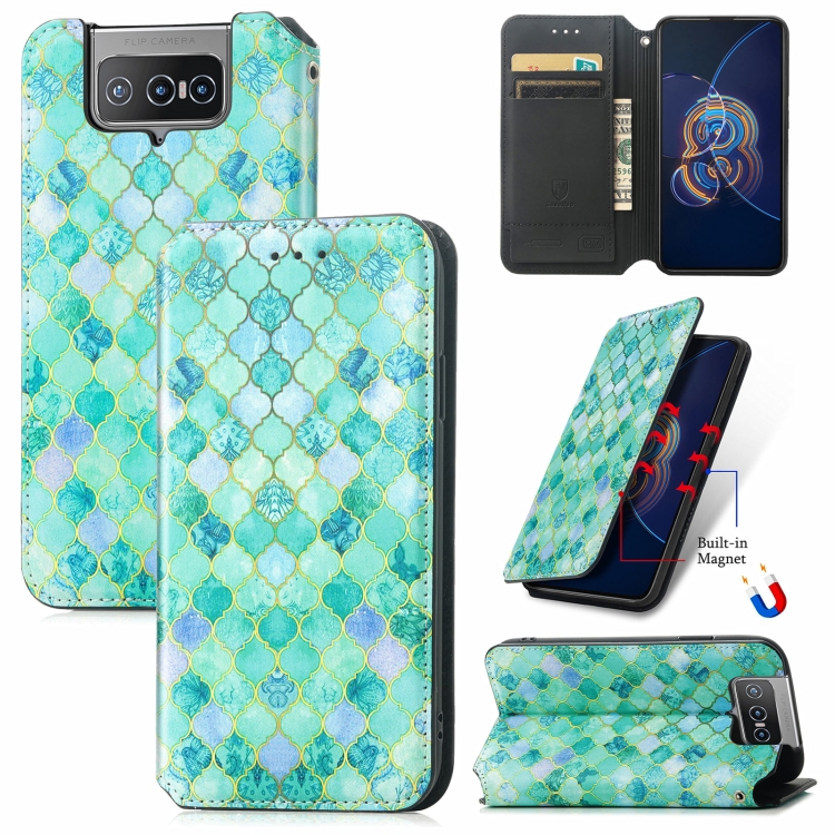 

For Asus Zenfone 8 Flip Colorful Magnetic Horizontal Flip PU Leather Case with Holder & Card Slot & Wallet(Emerald)