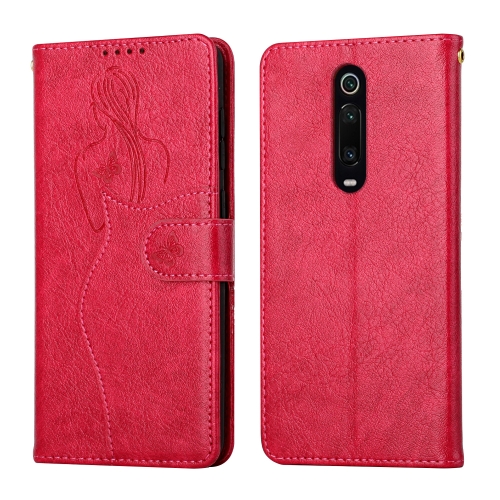 

For Xiaomi Redmi K20 Beauty Girl Embossing Pattern Horizontal Flip Leather Case with Holder & Card Slot & Wallet & Photo Frame(Red)