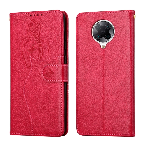 

For Xiaomi Redmi K30 Pro Beauty Girl Embossing Pattern Horizontal Flip Leather Case with Holder & Card Slot & Wallet & Photo Frame(Red)