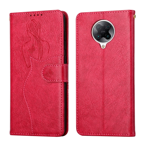 

For Xiaomi Redmi K30 Ultra Beauty Girl Embossing Pattern Horizontal Flip Leather Case with Holder & Card Slot & Wallet & Photo Frame(Red)