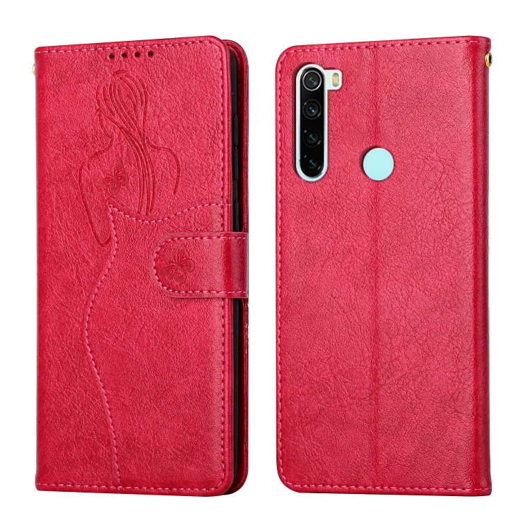 

For Xiaomi Redmi Note 8T Beauty Girl Embossing Pattern Horizontal Flip Leather Case with Holder & Card Slot & Wallet & Photo Frame(Red)