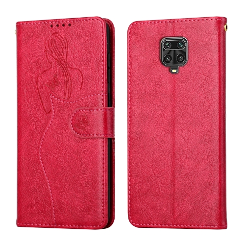 

For Xiaomi Redmi Note 9 Pro Beauty Girl Embossing Pattern Horizontal Flip Leather Case with Holder & Card Slot & Wallet & Photo Frame(Red)