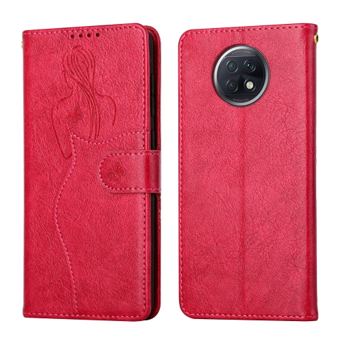 

For Xiaomi Redmi Note 9T Beauty Girl Embossing Pattern Horizontal Flip Leather Case with Holder & Card Slot & Wallet & Photo Frame(Red)
