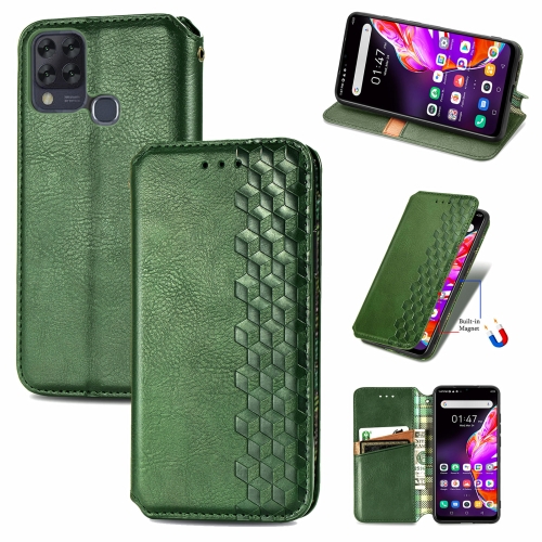 

For Infinix Hot 10T Cubic Grid Pressed Horizontal Flip Magnetic PU Leather Case with Holder & Card Slots & Wallet(Green)