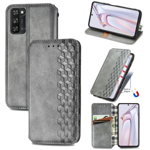 

For Blackview A100 Cubic Grid Pressed Horizontal Flip Magnetic PU Leather Case with Holder & Card Slots & Wallet(Grey)