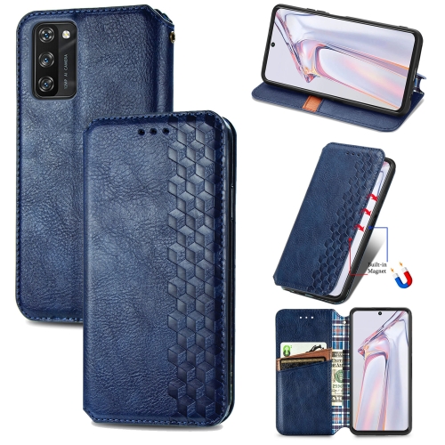 

For Blackview A100 Cubic Grid Pressed Horizontal Flip Magnetic PU Leather Case with Holder & Card Slots & Wallet(Blue)