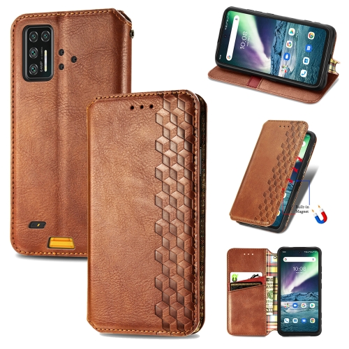 

For UMIDIGI Bison GT Cubic Grid Pressed Horizontal Flip Magnetic PU Leather Case with Holder & Card Slots & Wallet(Brown)