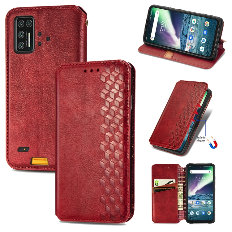 

For UMIDIGI Bison GT Cubic Grid Pressed Horizontal Flip Magnetic PU Leather Case with Holder & Card Slots & Wallet(Red)