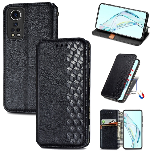 

For ZTE Axon 30 5G Cubic Grid Pressed Horizontal Flip Magnetic PU Leather Case with Holder & Card Slots & Wallet(Black)