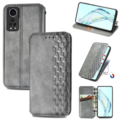 

For ZTE Axon 30 5G Cubic Grid Pressed Horizontal Flip Magnetic PU Leather Case with Holder & Card Slots & Wallet(Grey)