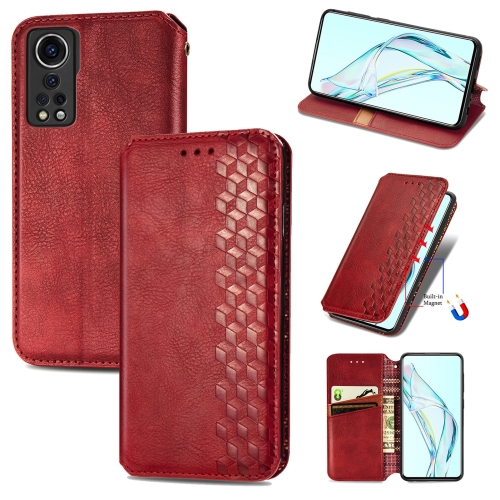 

For ZTE Axon 30 5G Cubic Grid Pressed Horizontal Flip Magnetic PU Leather Case with Holder & Card Slots & Wallet(Red)