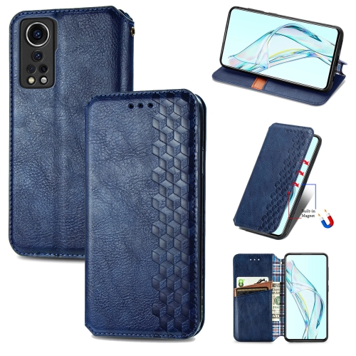 

For ZTE Axon 30 5G Cubic Grid Pressed Horizontal Flip Magnetic PU Leather Case with Holder & Card Slots & Wallet(Blue)