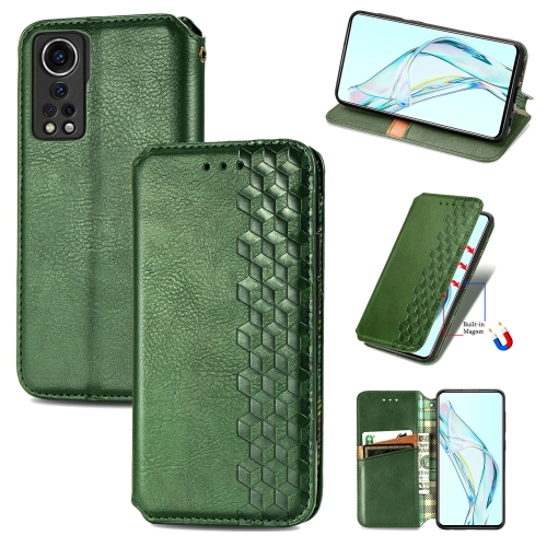 

For ZTE Axon 30 5G Cubic Grid Pressed Horizontal Flip Magnetic PU Leather Case with Holder & Card Slots & Wallet(Green)