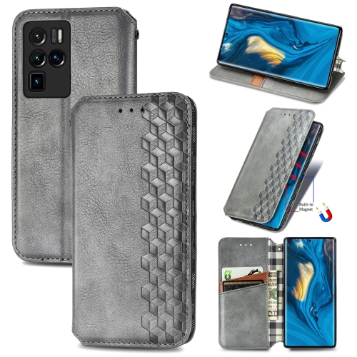 

For ZTE nubia Z30 Pro Cubic Grid Pressed Horizontal Flip Magnetic PU Leather Case with Holder & Card Slots & Wallet(Grey)