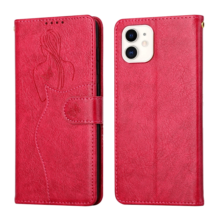 

Beauty Girl Embossing Pattern Horizontal Flip Leather Case with Holder & Card Slot & Wallet & Photo Frame For iPhone 11(Red)