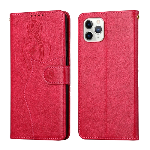 

Beauty Girl Embossing Pattern Horizontal Flip Leather Case with Holder & Card Slot & Wallet & Photo Frame For iPhone 11 Pro Max(Red)