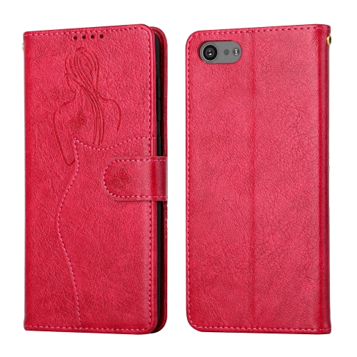 

For Sony Xperia XZ4 Compact Beauty Girl Embossing Pattern Horizontal Flip Leather Case with Holder & Card Slot & Wallet & Photo Frame(Red)