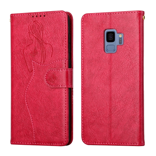 

For Samsung Galaxy S9 Beauty Girl Embossing Pattern Horizontal Flip Leather Case with Holder & Card Slot & Wallet & Photo Frame(Red)