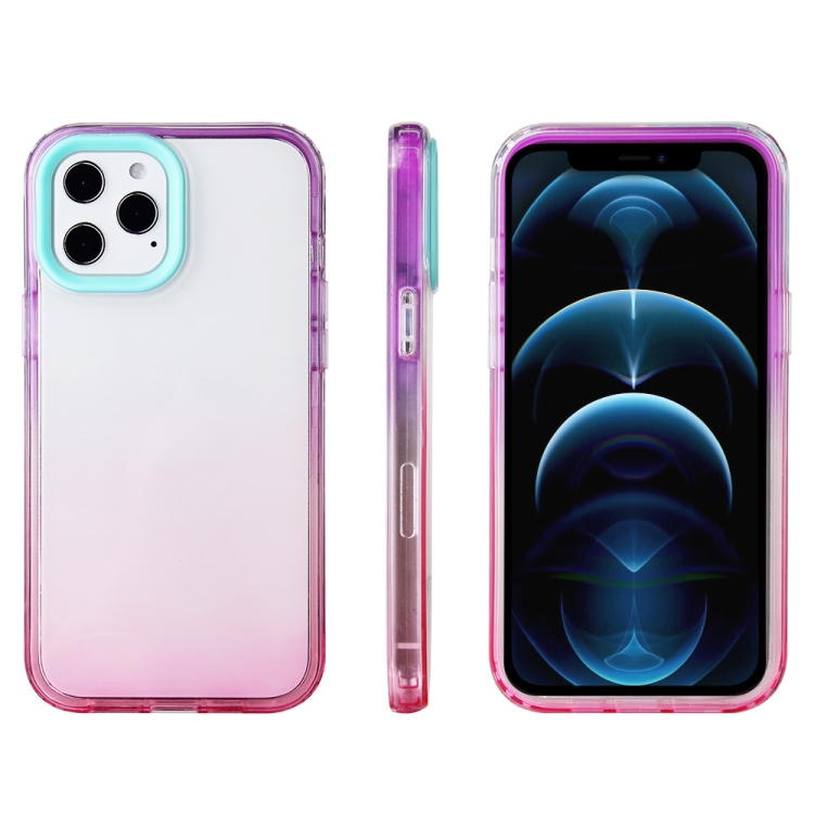 

Candy Gradient Flat Surface TPU + PC Shockproof Case For iPhone 13 Pro(Pink Purple)