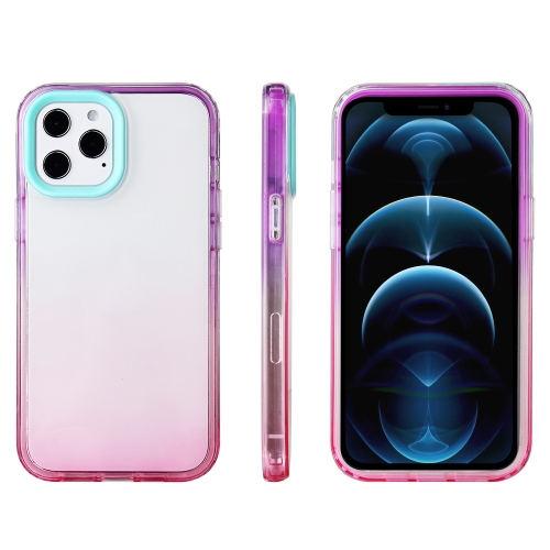 

Candy Gradient Flat Surface TPU + PC Shockproof Case For iPhone 12 Pro Max(Pink Purple)