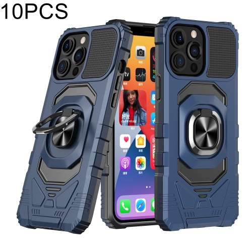 

10 PCS Armor Magnetic PC + TPU Shockproof Case with 360 Degree Rotation Ring Holder For iPhone 13 mini(Blue)