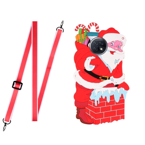 

For Xiaomi Redmi Note 9 5G Christmas Series Silicone Shockproof Case with Neck Lanyard(Santa Claus)