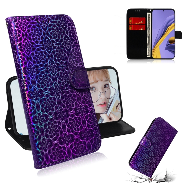 

For Galaxy A51 Solid Color Colorful Magnetic Buckle Horizontal Flip PU Leather Case with Holder & Card Slots & Wallet & Lanyard(Purple)