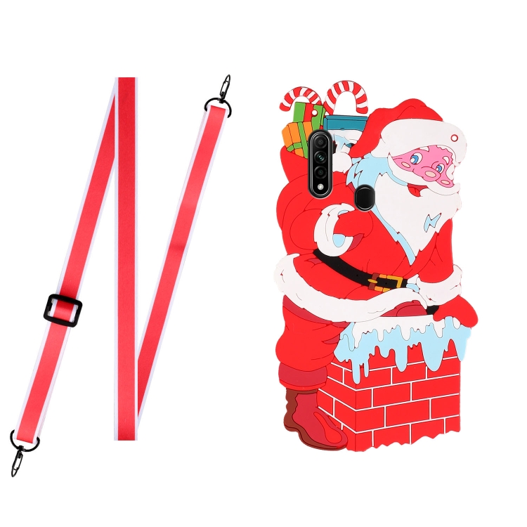 

For OPPO A8 Christmas Series TPU Shockproof Case with Neck Lanyard(Santa Claus)