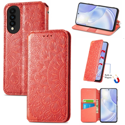 

For Huawei nova 8 SE Youth Blooming Mandala Embossed Pattern Magnetic Horizontal Flip Leather Case with Holder & Card Slots & Wallet(Orange)