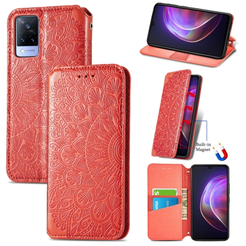 

For vivo V21 Blooming Mandala Embossed Pattern Magnetic Horizontal Flip Leather Case with Holder & Card Slots & Wallet(Orange)