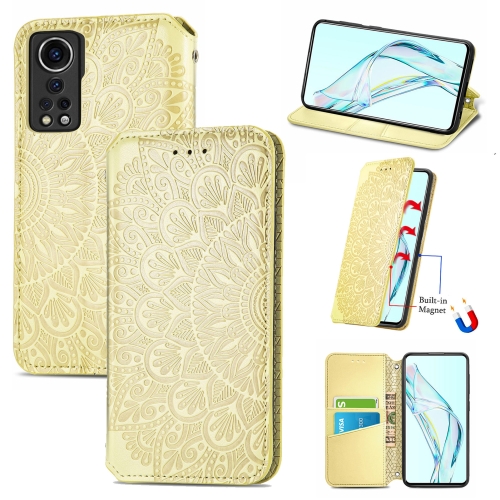 

For ZTE Axon 30 5G Blooming Mandala Embossed Pattern Magnetic Horizontal Flip Leather Case with Holder & Card Slots & Wallet(Yellow)
