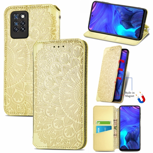 

For Infinix Note 10 Pro Blooming Mandala Embossed Pattern Magnetic Horizontal Flip Leather Case with Holder & Card Slots & Wallet(Yellow)