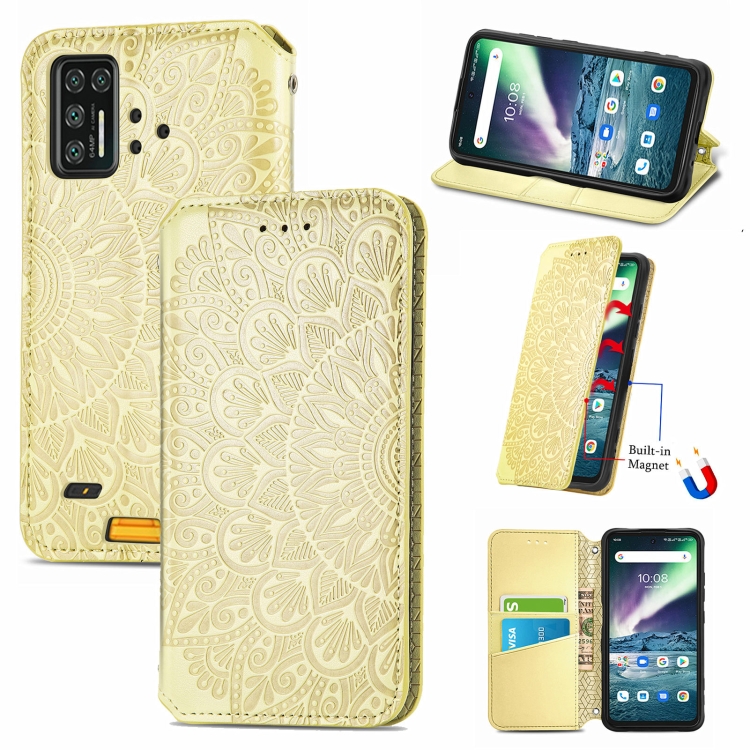 

For UMIDIGI Bison GT Blooming Mandala Embossed Pattern Magnetic Horizontal Flip Leather Case with Holder & Card Slots & Wallet(Yellow)