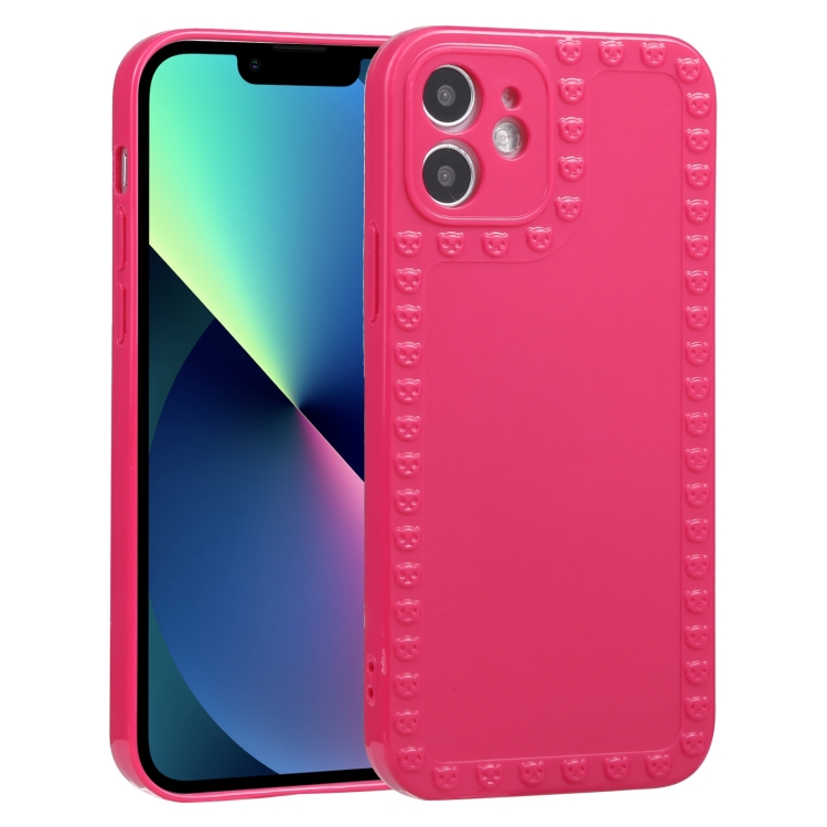 

Bear Pattern TPU Phone Protective Case For iPhone 13 mini(Rose Red)