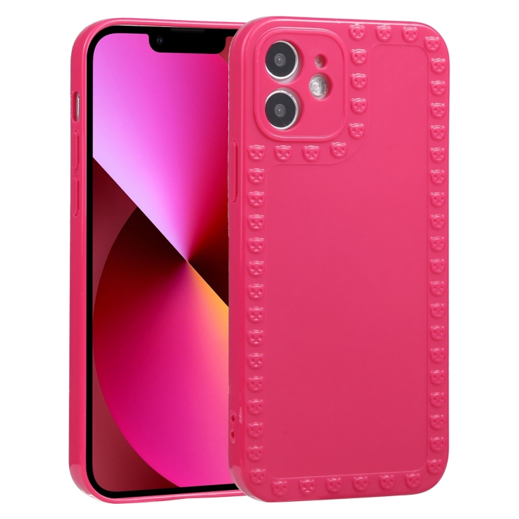 

Bear Pattern TPU Phone Protective Case For iPhone 13(Rose Red)