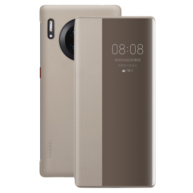

For Huawei Mate 30 Pro Original Huawei Smart View Window Horizontal Flip Leather Case(Khaki)