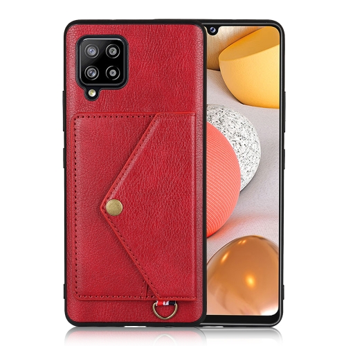 

For Samsung Galaxy A42 5G Litchi Texture Silicone + PC + PU Leather Back Cover Shockproof Case with Card Slot(Red)